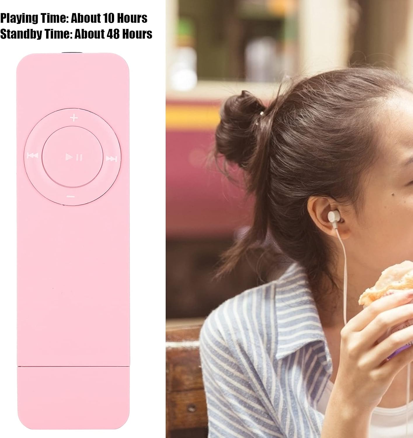 Cuifati MP3 2.0 MP3 32GB Player, Portable Player with Earphones, USB Player with Lanyard, Support and WMA, Support