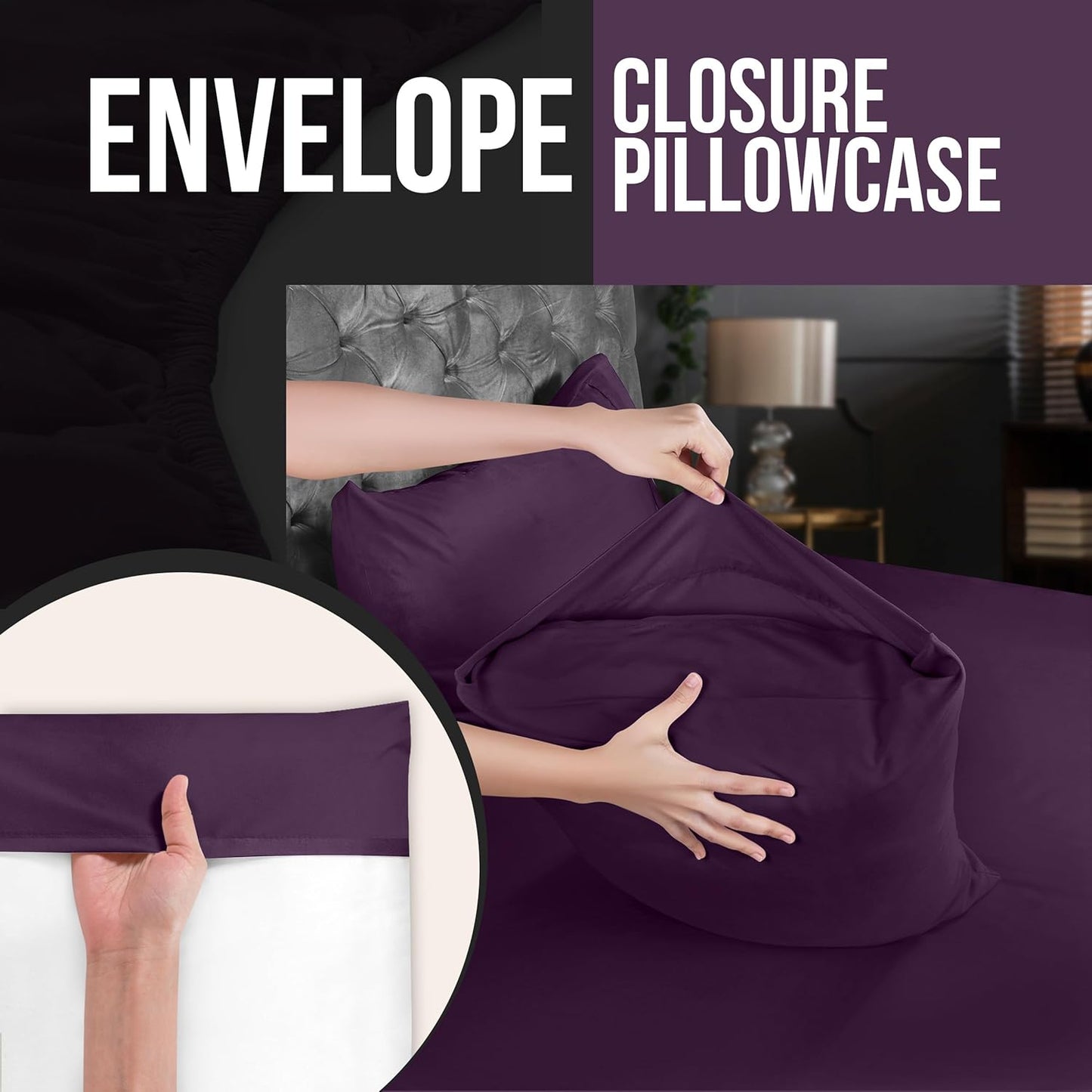 Utopia Bedding Queen Pillow Cases - 4 Pack - Soft Brushed Microfiber - Fade Resistant | 20 x 30 Inches, Purple