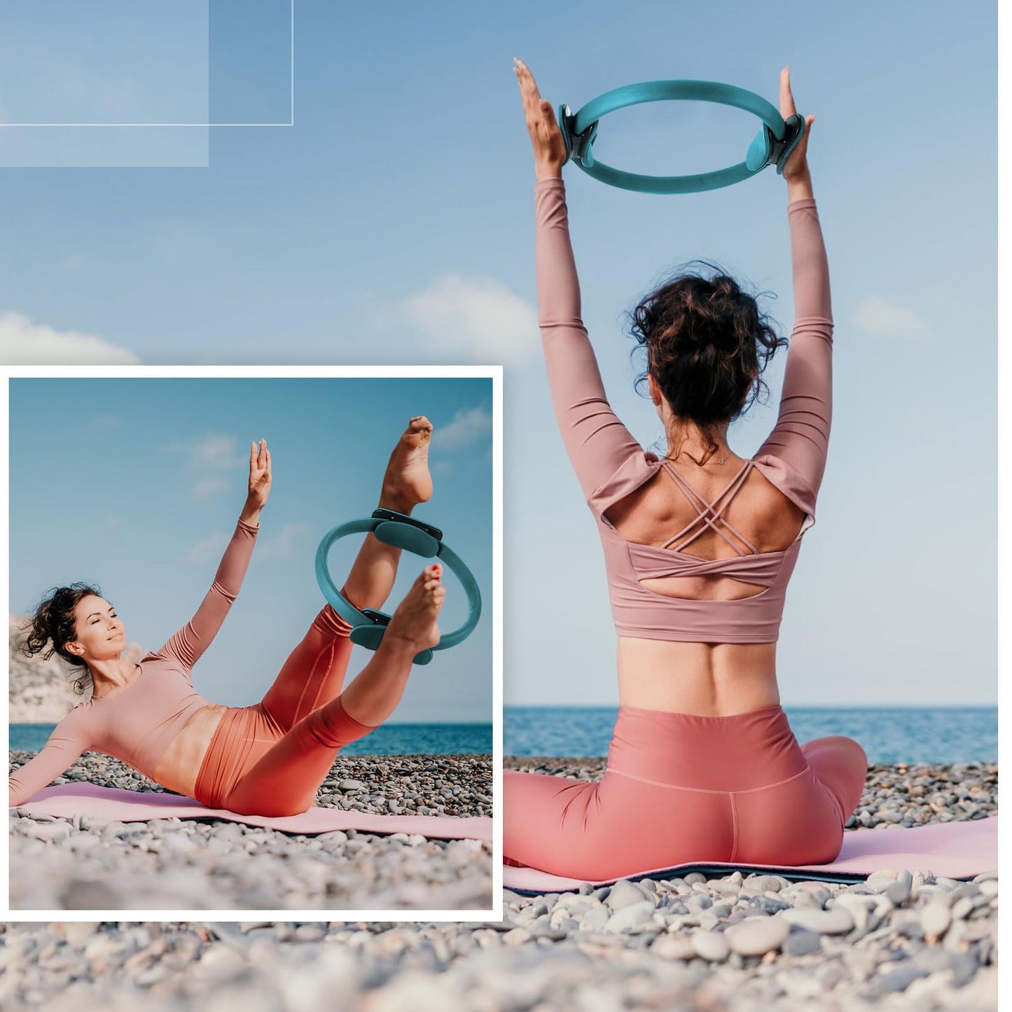 Syhood 6 Pcs Pilates Ring 11.81 Inch Pilates Circle Yoga Ring Magic Lightweight Flexible Workout Equipment for Fitness Physical Therapy Resistance Exercise Arms Legs(Green)