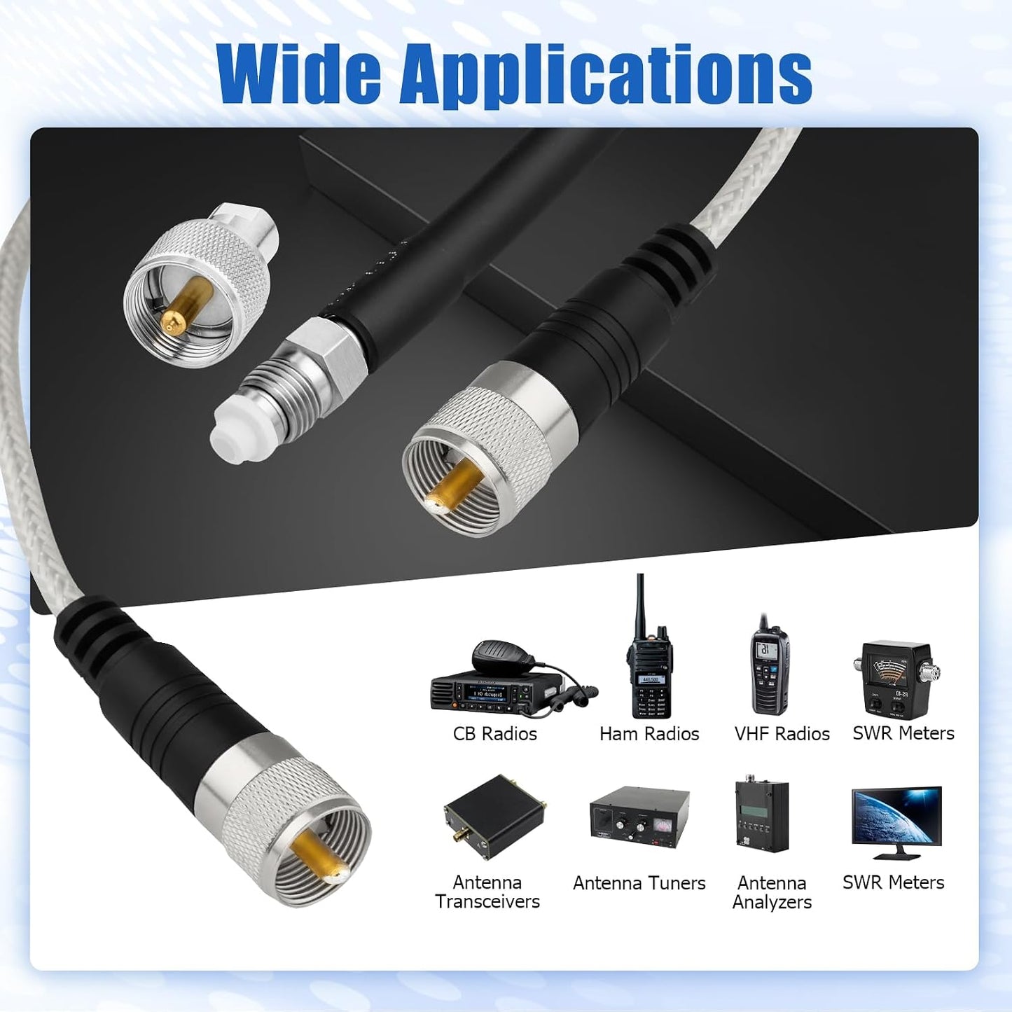 18ft, RG8X PL-259 PL259 Ullnosoo CB Coax Cable CB Radio Antenna Cable Coaxial Cable with Male to FME Female/ Male