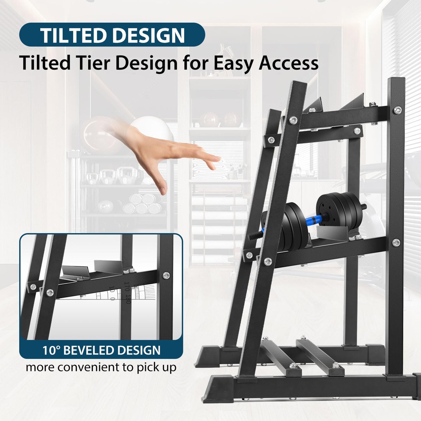 Bongkim Dumbbell Rack, Weight Rack for Home Gym, 3 Tier Weight Plate Rack for Dumbbells and Kettlebells, Dumbbells Weights Rack for Home 1100LBS
