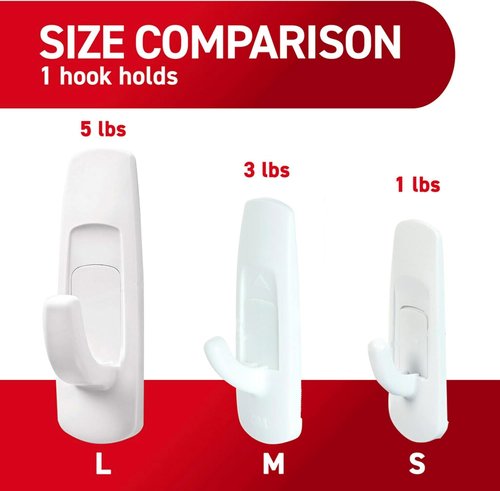 Command 5 lb Large Utility Hooks - Damage-Free Adhesive Wall Hooks for Home & Office Organization | 12 Strips Included