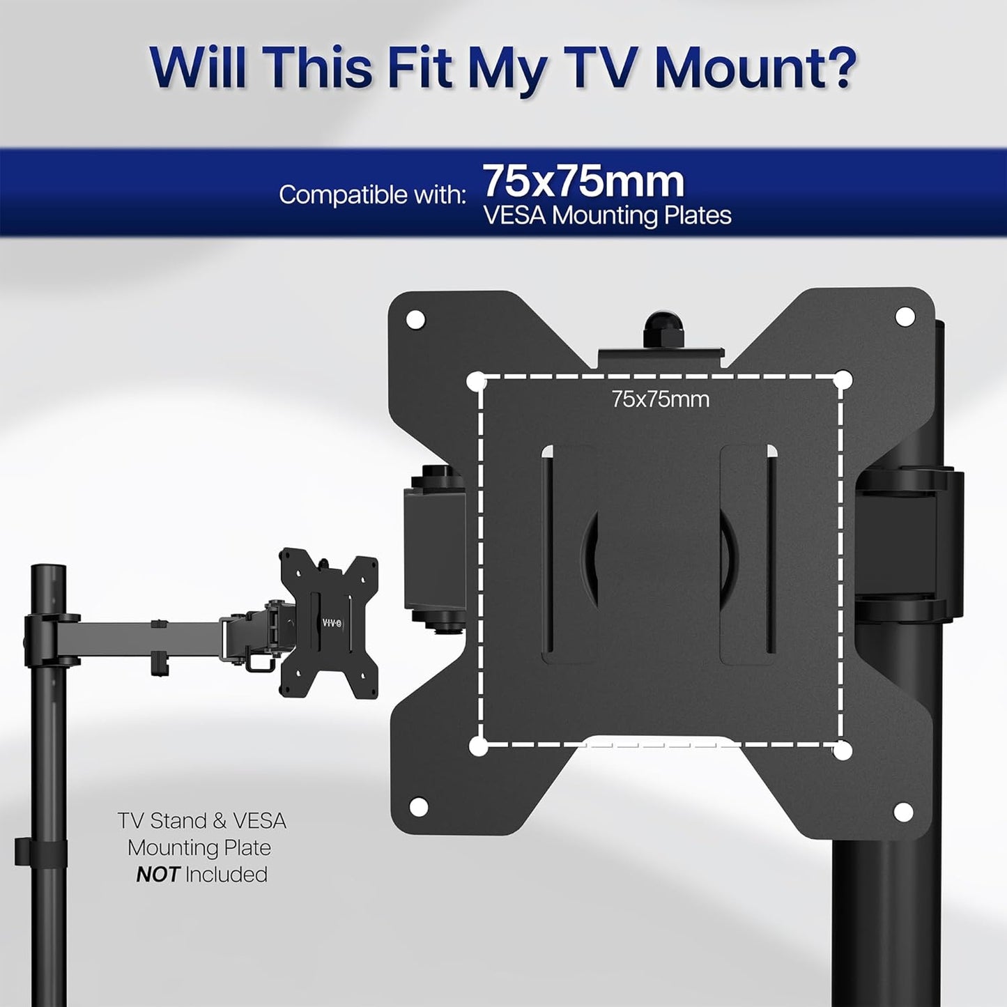 VIVO 27 Inches Height Adjustable VESA Adapter Stand for Individual Monitors up to Black