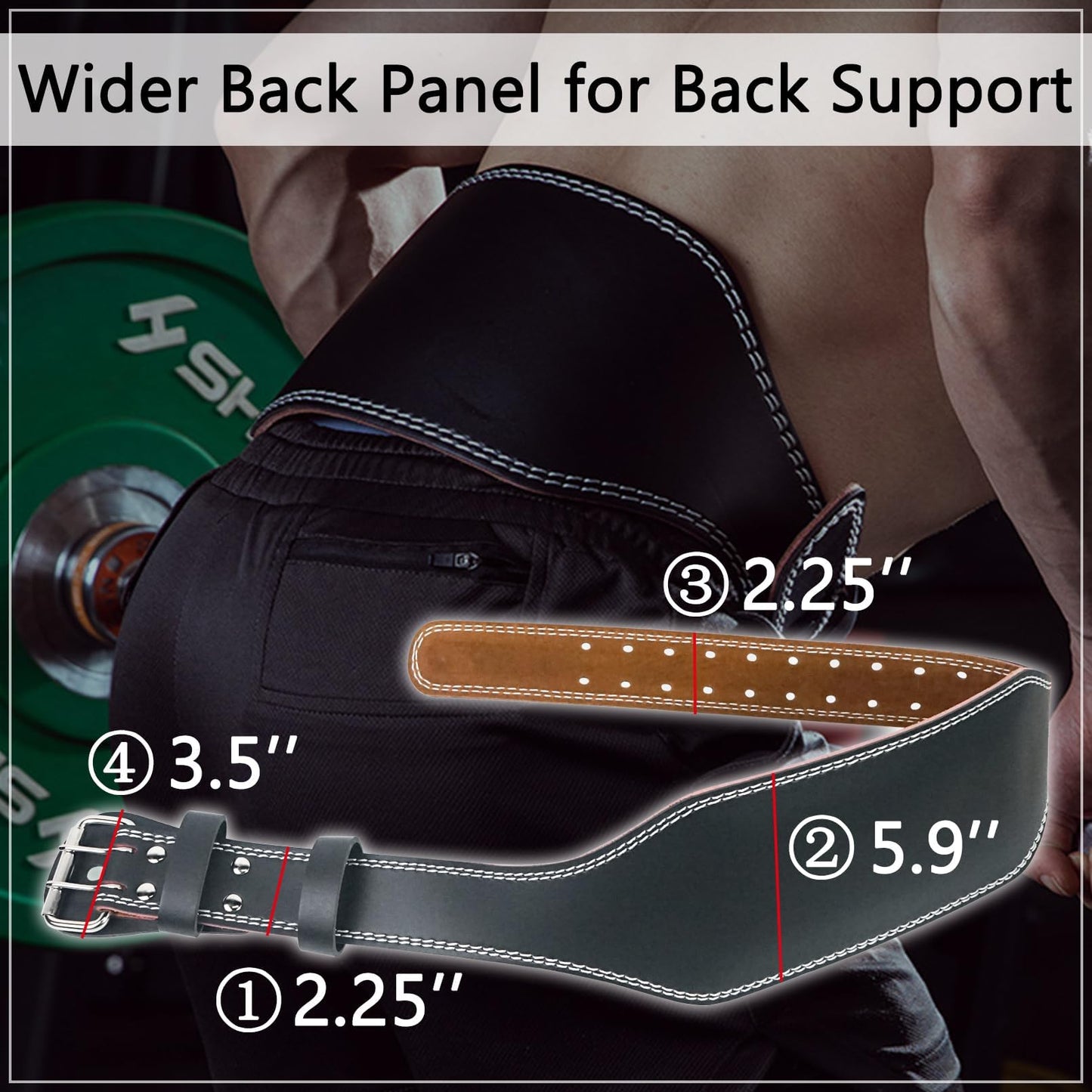 Luwint Weight Lifting Belt with Lifting Straps, 5.9 Inch Wide PU Leather Belt for Men, Lumbar Back Support for Powerlifting, Deadlift, Squat, Gym and Strength Training