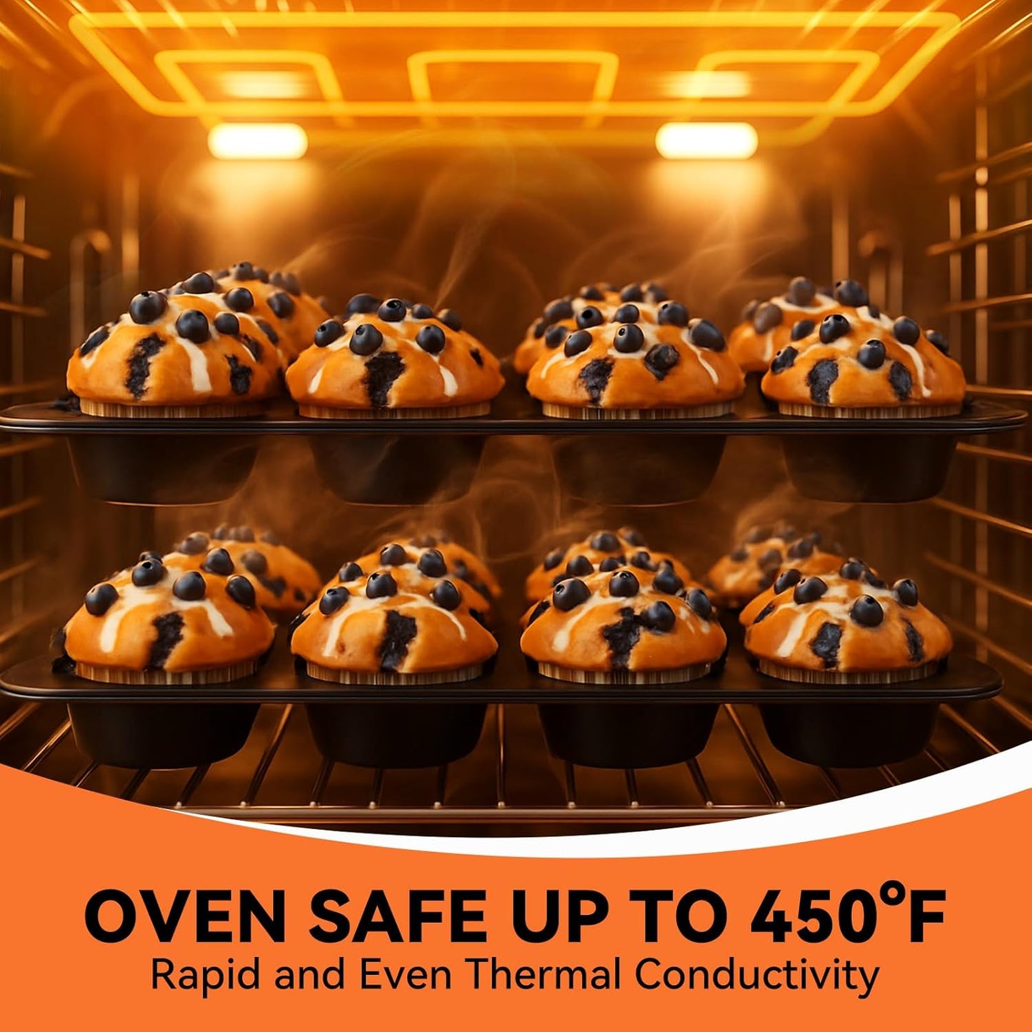Yoehka Nonstick Muffin Pan Set - 2 Pack Standard 12-Cup Baking Tin for Perfect Cupcakes
