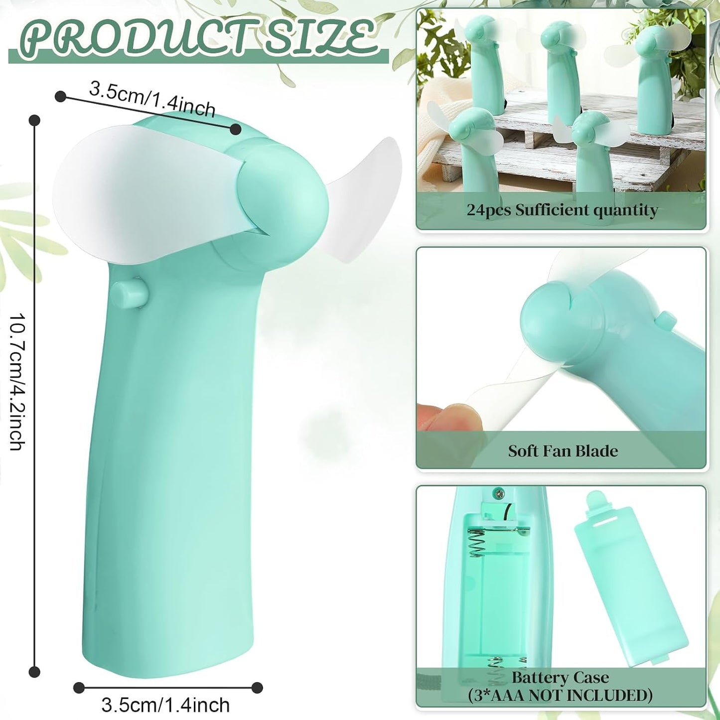 24 Summer Rossesay Pcs Mini Portable Electric Fan Bulk Powerful Personal Handheld Fan for Wedding Favors Music Festival