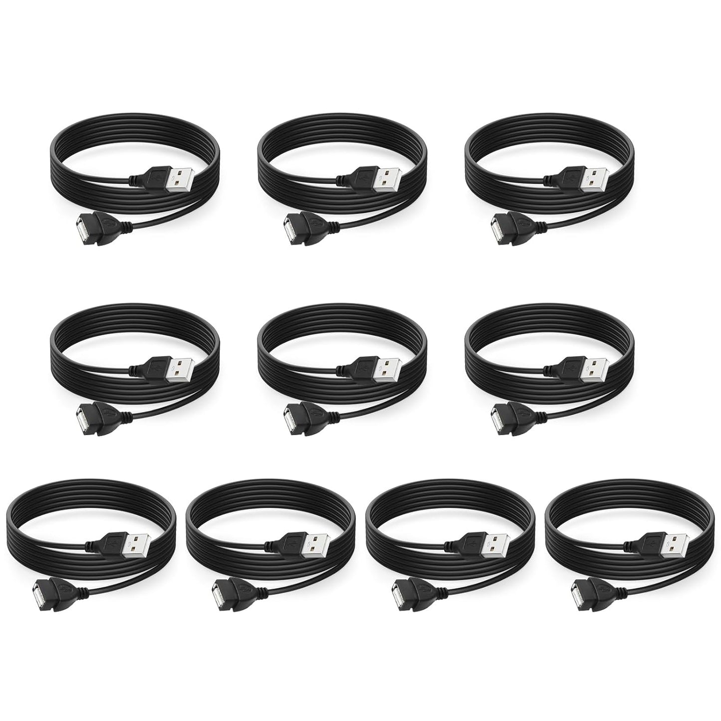 10-Pack 5 2.0 Smays USB Extension Cable Bulk, Male to Female, ft USB-A Extender Cord