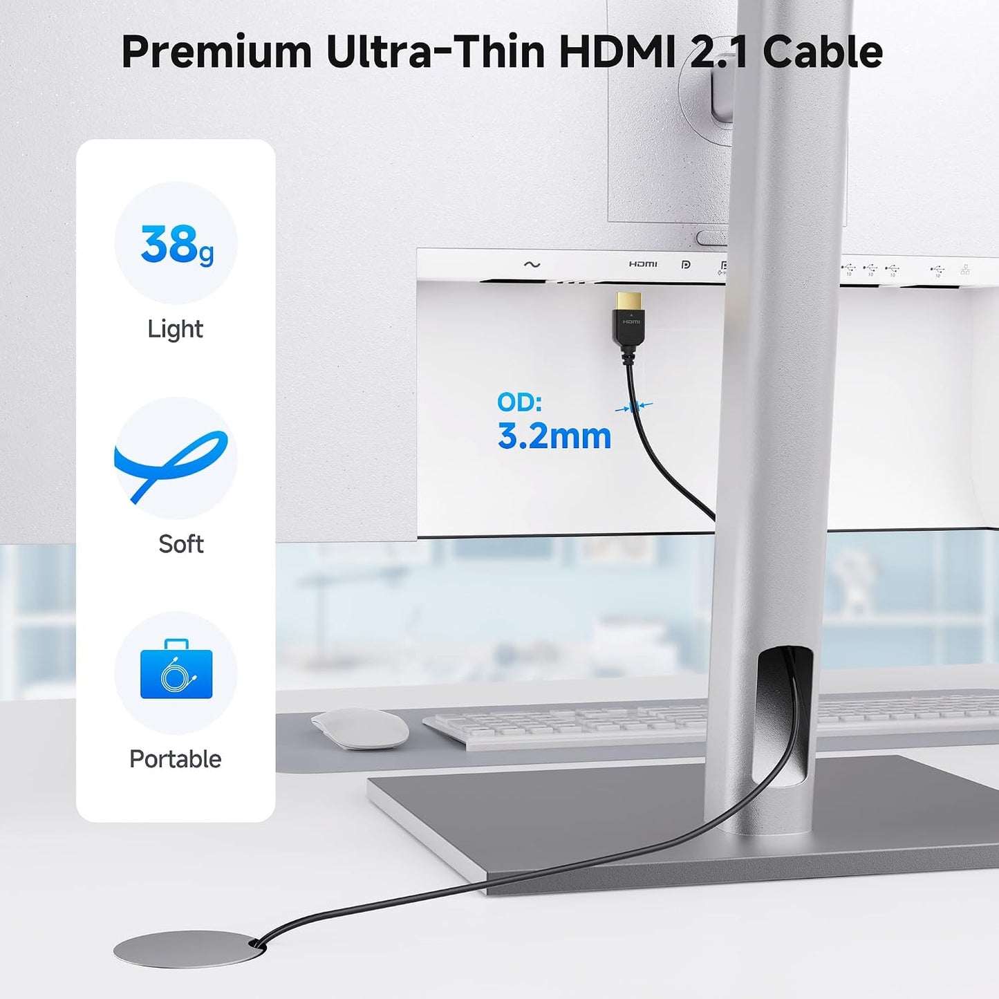 48Gbps 2.1 4.9ft, [8K@60Hz, 4K@240Hz, Dolby HDMI2.1 PS5, Cable Matters [Ultra High Speed HDMI Certified] Ultra Thin