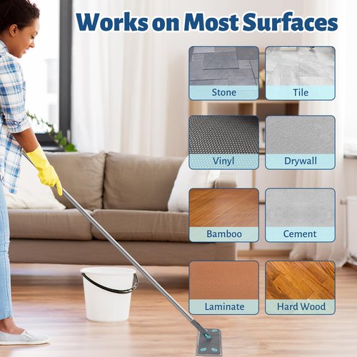 3-in-1 Detachable Broom and Mop Set Combo for House Cleaning, Collapsible Broom and Mop for RV Camping, Home, Dorm, Extension Pole, Window Squeegee, Grey