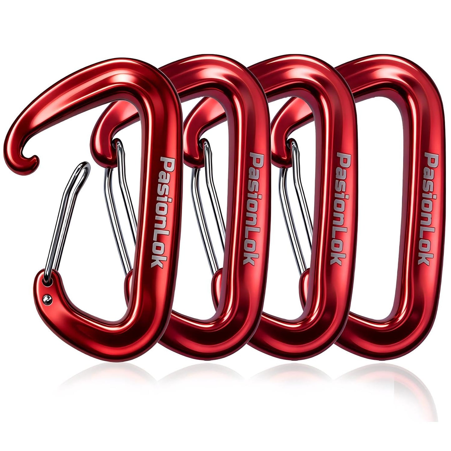 PasionLok Carabiner Clips Heavy Duty 12KN, 4 Pack Aluminum Carabiner Keychain, Small D Ring Hook for Hammock Camping Essentials, Backpack Key Ring Clip, Dog Leash, Multi Color