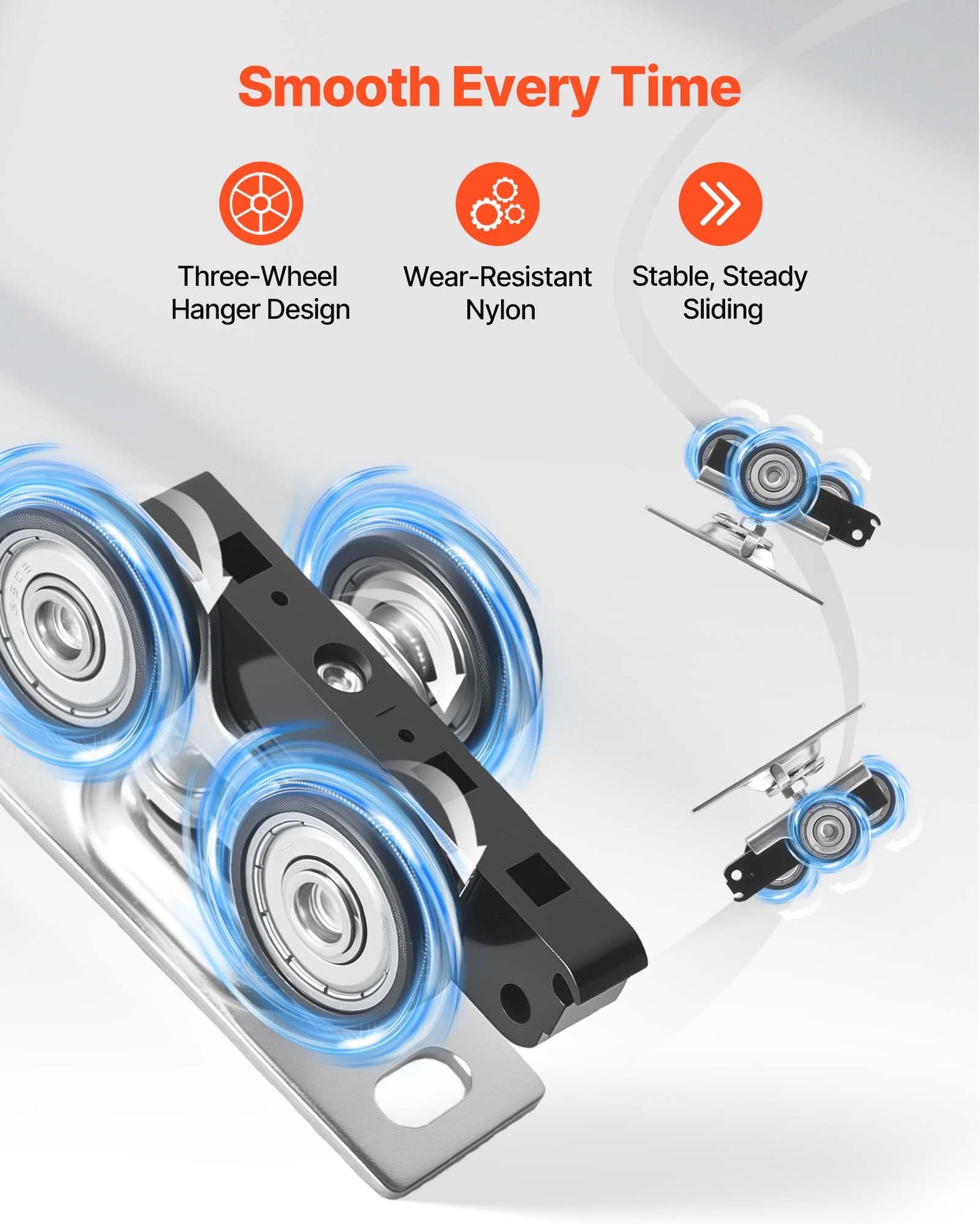 VEVOR Bypass Sliding Door Hardware Kit, 5 ft Aluminum Alloy Dual-Track Bypass Door Hardware, Smooth and Quiet Sliding, Easy to Install, for 1" to 1 3/4" Thickness 30" Width 2 Door System, for Closet