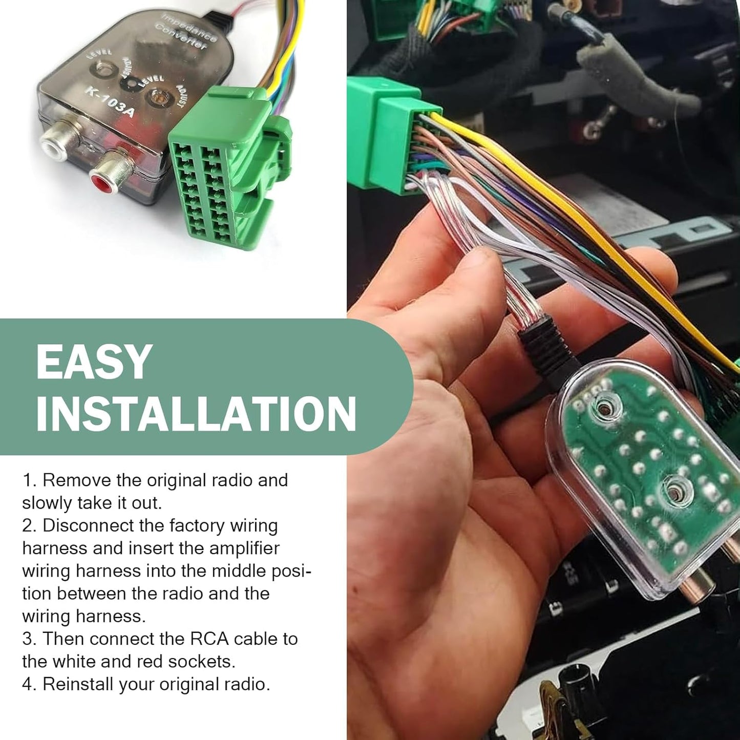 MLY 1500 2500/3500HD Add A Subwoofer Amplifier Wire Harness, Adapter & Car High/Low RCA Converter, Compatible with GM