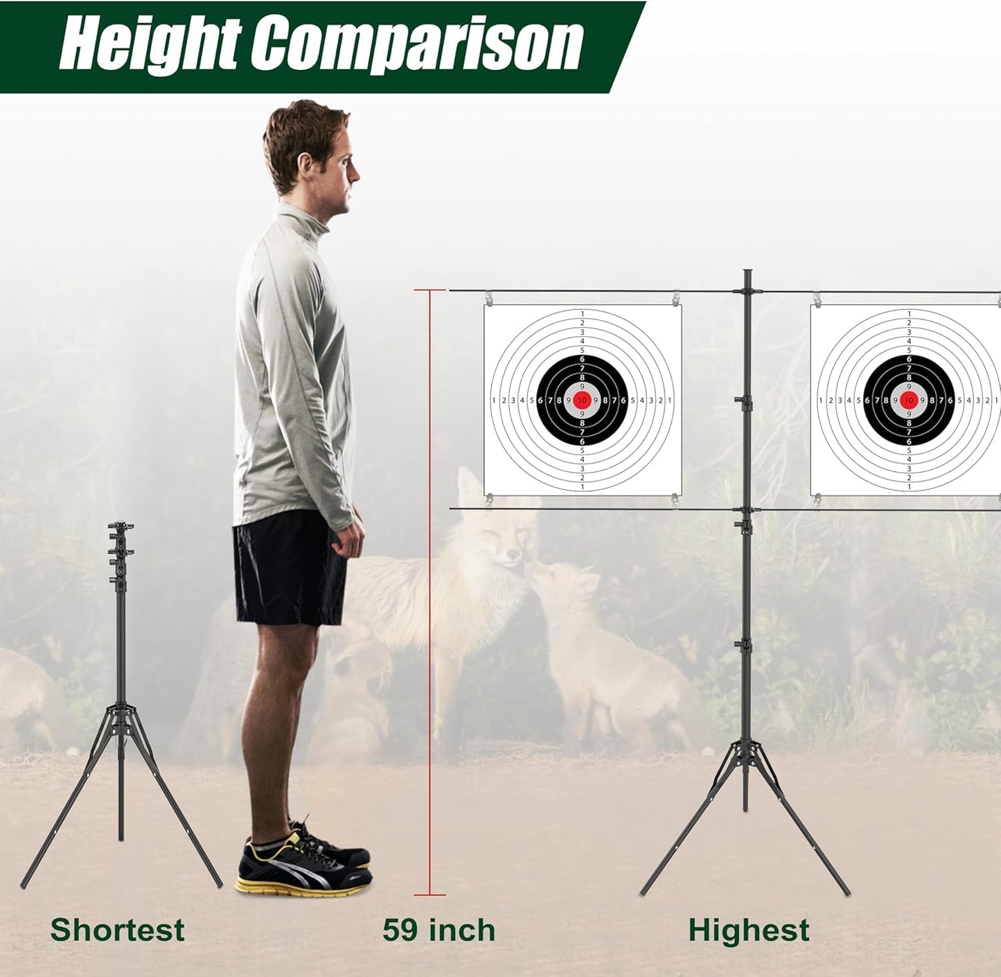 Ideagle Adjustable Target Stand for Shooting Range with 10pcs Paper Targets,Paper Target Stand for BB Gun, Airsoft and Shooting Practice