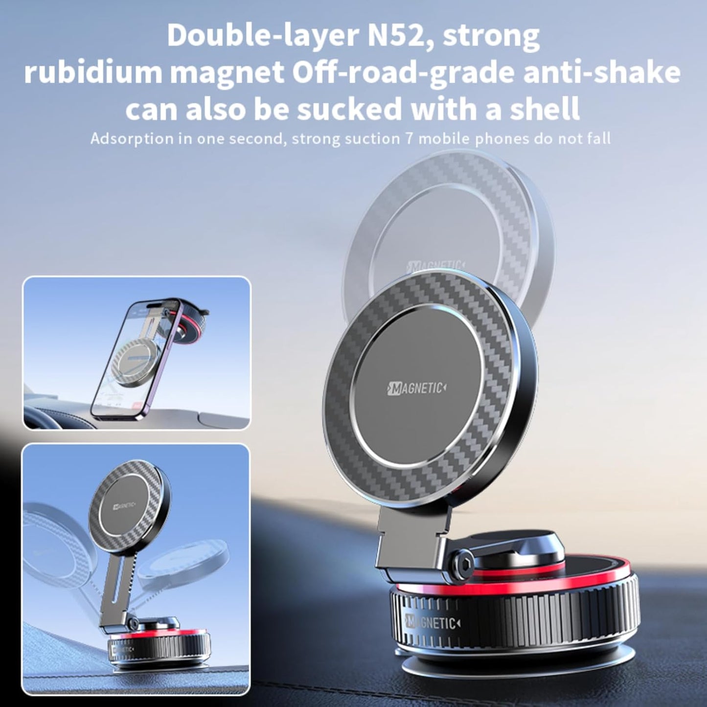 CSZAOA 2026 iPhone17 16 15 14 13 12 Upgraded Vacuum Magnetic Mobile Phone Holder Cars for Magsafe Car Mount, Exclusive