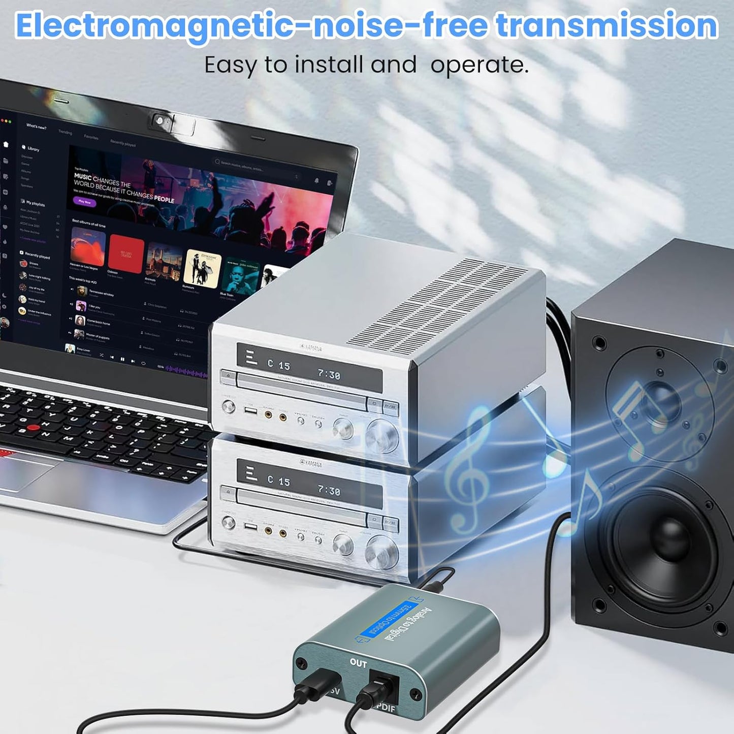 3.5mm 3.5mm to Optical Adapter Aluminum RCA to Optical Audio Converter Analog to Digital Audio Converter with Cable AUX