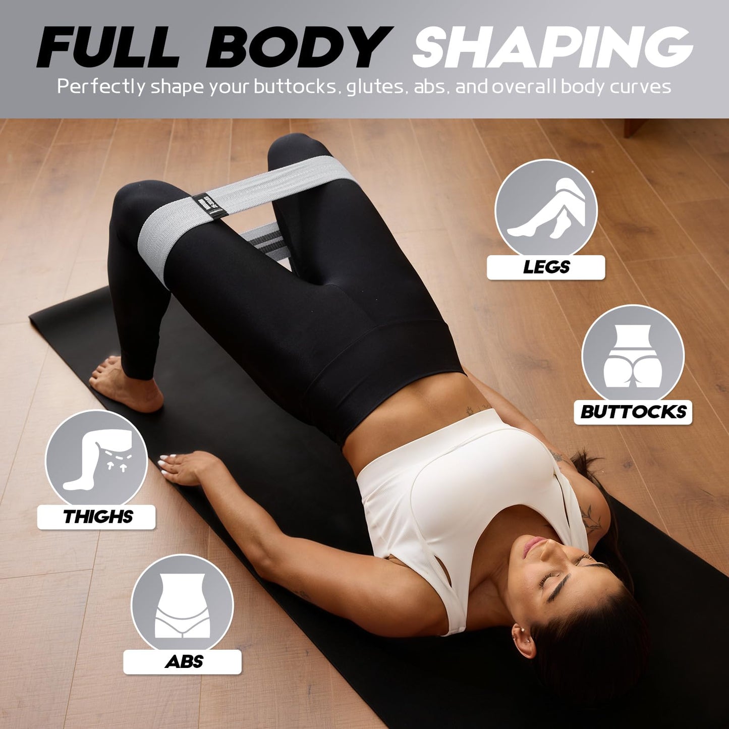 Resistance Bands for Working Out with Guide, 4 Workout Bands for Women & Men, Fabric Exercise Bands for Legs, Hip, Glute, Butt, Booty Bands Set for Yoga, Pilates, Strength (Gradient Gray)