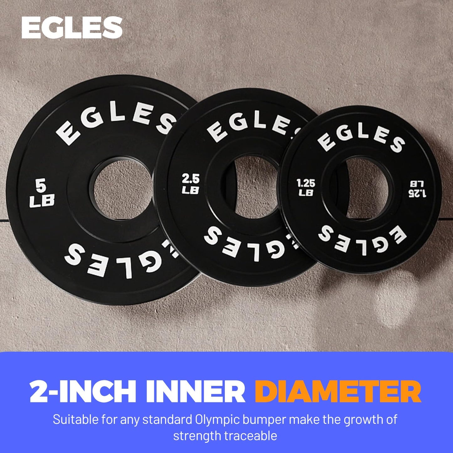 EGLES Change Plates Set 17.5LB 1.25lb+2.5lb+5lb Black Rubber Coated Weight Plates in Pairs Olympic Bumper Plates Fit 2-Inch Barbells Strength Training Weight Plates Gym & Fitness Change Plates
