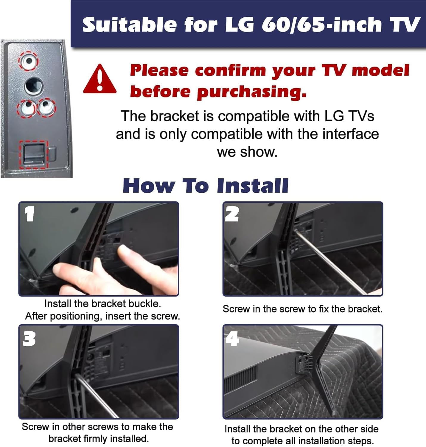 WISINY 65 Inch 60 Inch 60UJ6050 60UK6090 60UM6900 60UN7300 65UJ6300 65UK6090 65UM6900 65UM7300PUA 65UN6950 for LG TV