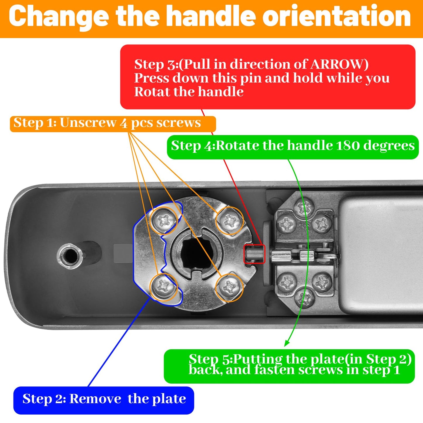 ANNFUZ Stainless Steel Mechanical Digit Keypad Handle Door Lock,Commercial Keyless Push Button Code Door Lever,Single-Sided Combination &Interior Non-Locking,Exterior Auto-Lock,Entry,Outdoor,Black