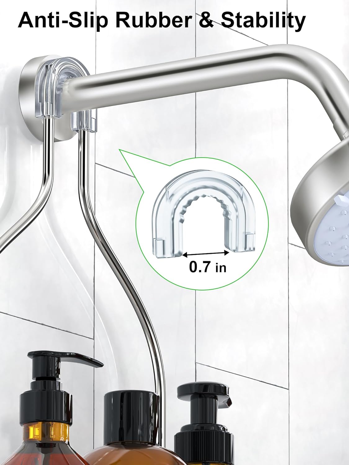 SMARTAKE Shower Head Caddy - Rustproof Stainless Steel Organizer for Bathroom Storage | Silver