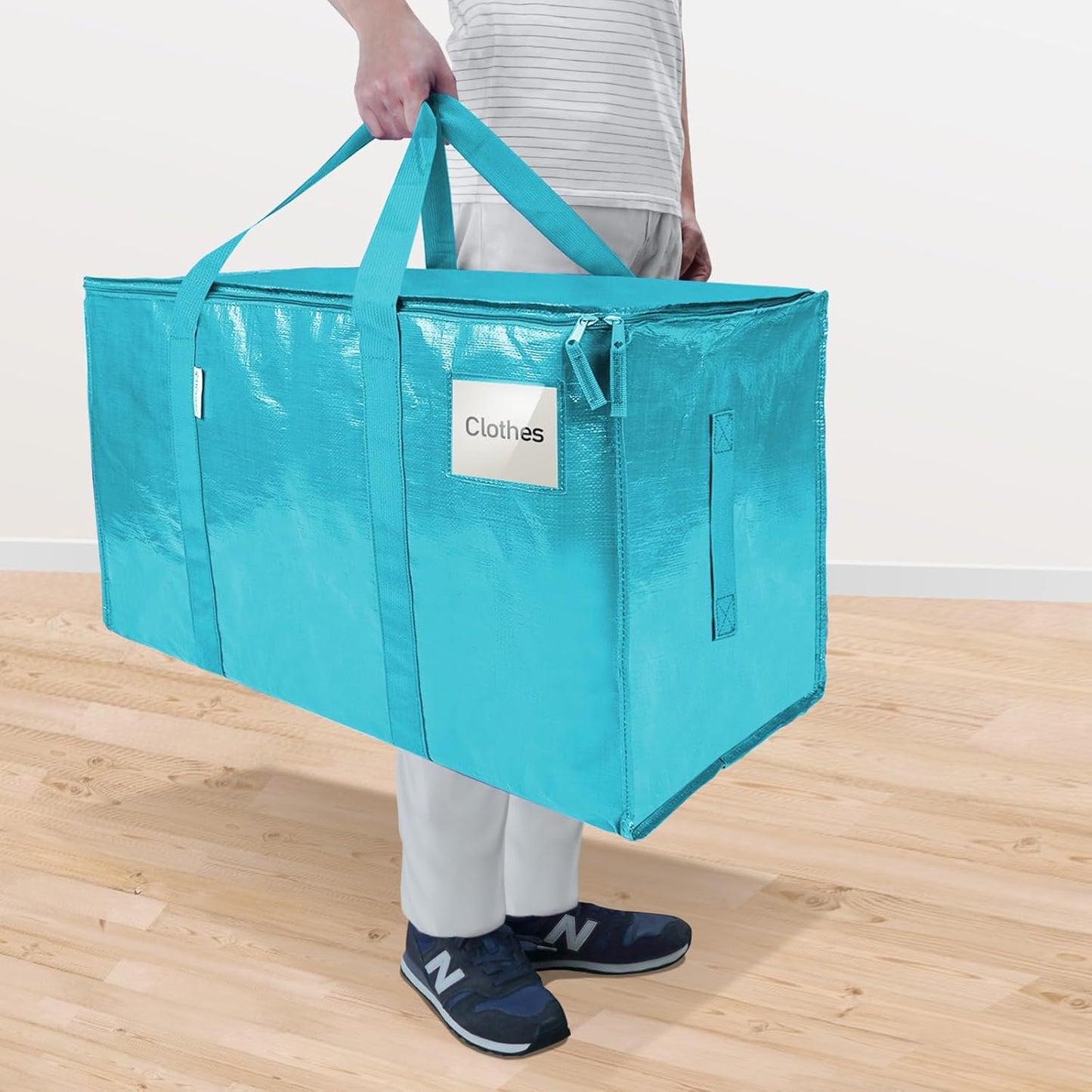 TICONN Extra Large Heavy-Duty Moving Bags - Durable Storage with Zippers & Handles | 2 Pack, Aqua