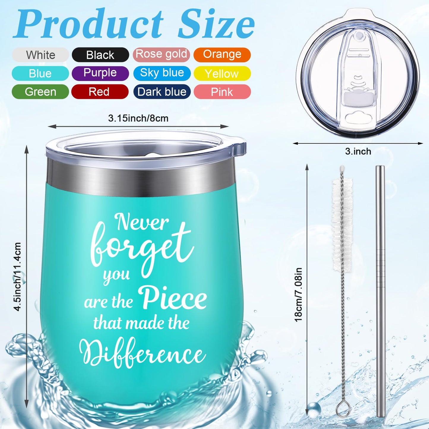Sieral 12 Pcs Thank You Gifts for Women Appreciation Wine Tumbler for Employee Teacher Inspirational Birthday Graduation Gift You Are Awesome/sister with Straw Stainless Steel 12 oz (Vivid Style)