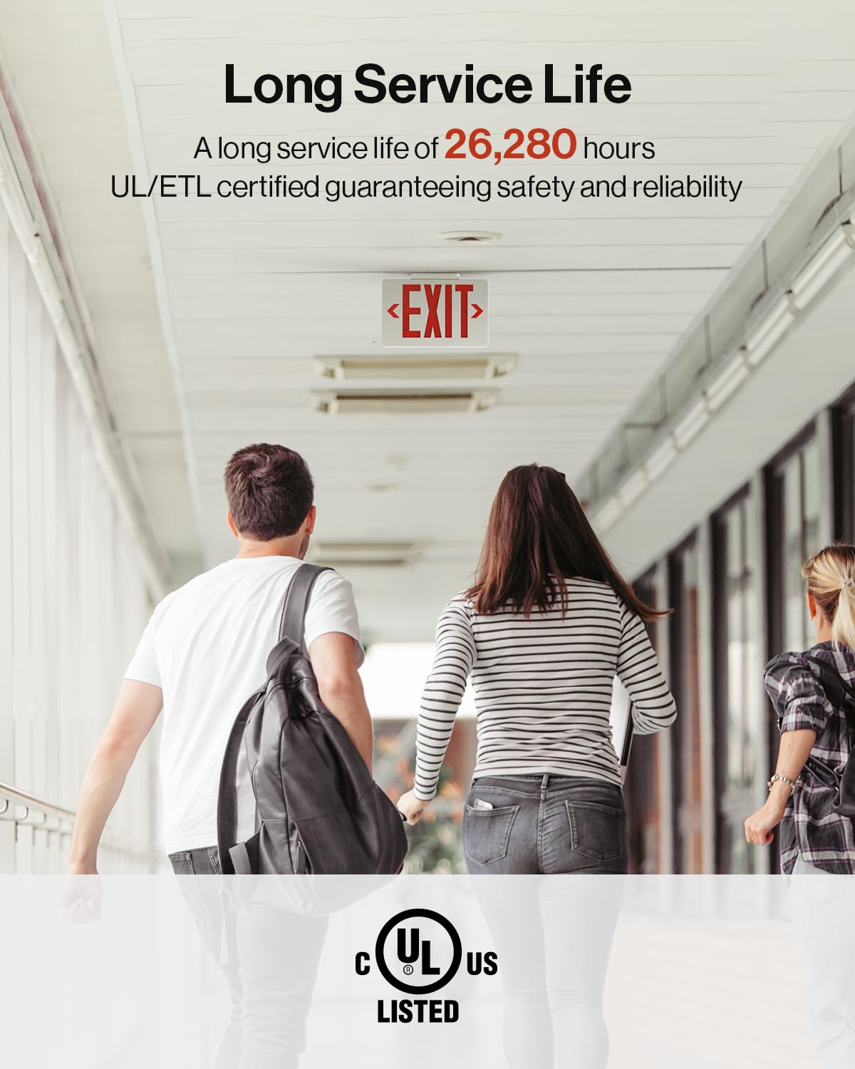 Sunco 6 Pack LED Exit Sign with Emergency Light, Commercial Grade Double Sided Fire Exit Lights, Backup Battery, Illuminated Emergency Exit, 120-277V, Dual Mounting, UL 94V-0 Fire Resistant.