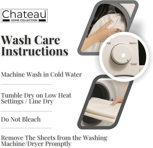 Chateau Home Collection King Size Sheets Set - 100% Egyptian Cotton, 400 Thread Count, Soft & Breathable, White