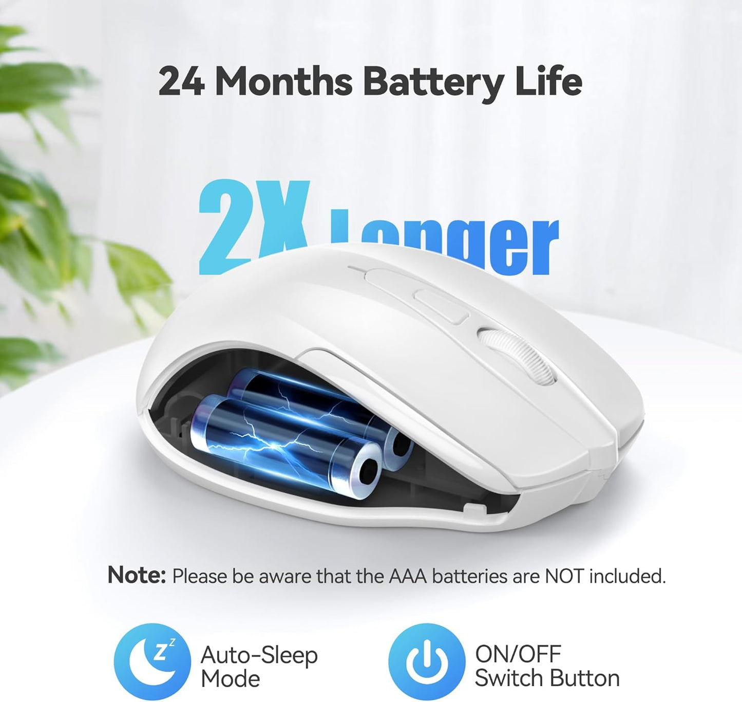 TECKNET 2.4G 6 24 2600 5 Wireless Mouse, Ergonomic Optical Mouse, Computer Mouse for Laptop, PC, Computer, Chromebook