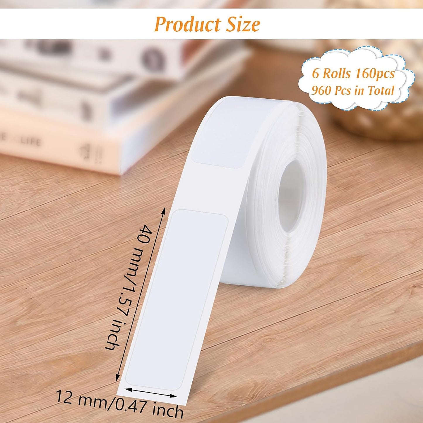 Carvoriy 6 D30, 960 12 40mm Rolls Label Maker Tapes for Phomemo Pcs x Thermal Labels Printer Sticker Paper