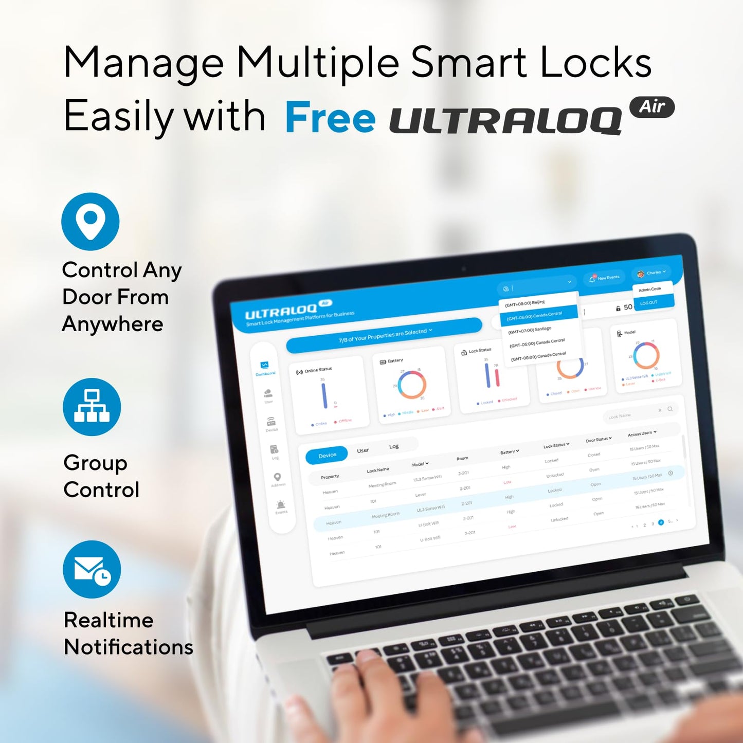 ULTRALOQ U-Bolt Pro WiFi Smart Lock with Handle, Fingerprint Keyless Entry Door Lock Set with Lever, Smart Deadbolt Locks for Front Door, Auto-Lock, Auto Unlock, App Remote Control, ANSI Grade 1