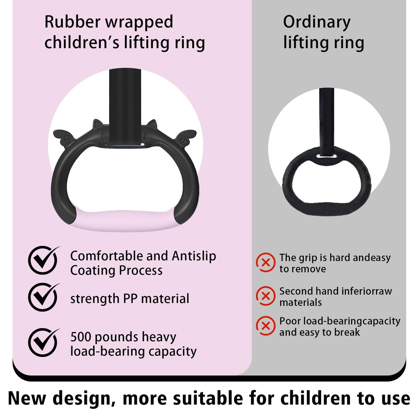 GDLPZM Gymnastics Rings, Home Gym Equipment, Adjustable Strap Strength Training Rings, Pulling Rings for Physical Training (Black Pink)
