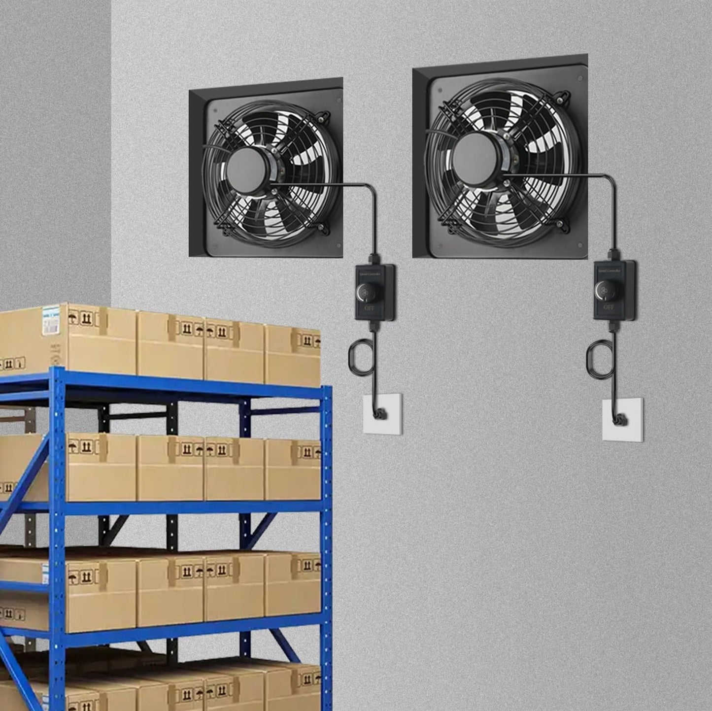 Gainsh 12 Inch Window & Wall Mounted Exhaust Fan, 720 CFM High Speed Ventilation Fan, 1460 RPM Industrial Extractor Fan with Adjustable Speed for Basement, Garage, Home, Office & Commercial Use