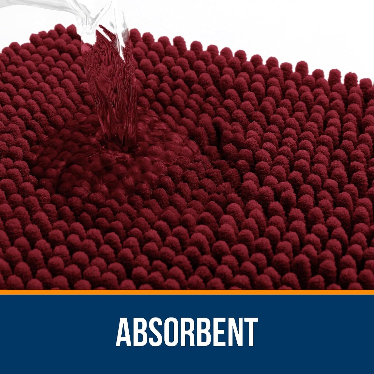 OLANLY Bathroom Runner Rugs - Soft Absorbent Chenille Bath Mats | Quick Dry, Machine Washable, 59x20, Burgundy