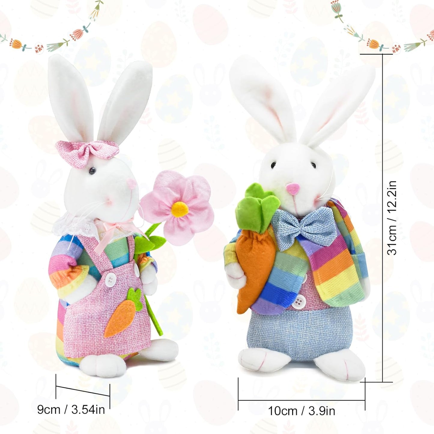 Skiennix Easter Bunny Decorations - Handcrafted Rabbit Ornaments for Home & Party Displays | 2PCS Set