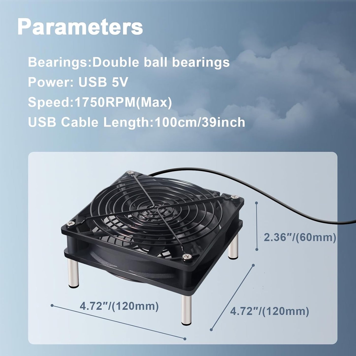 ZIWIJE 5V 120mm USB Computer Cooling Fan USB Power with Speed Controller USB Router Fan for Router TV Box Mini PC