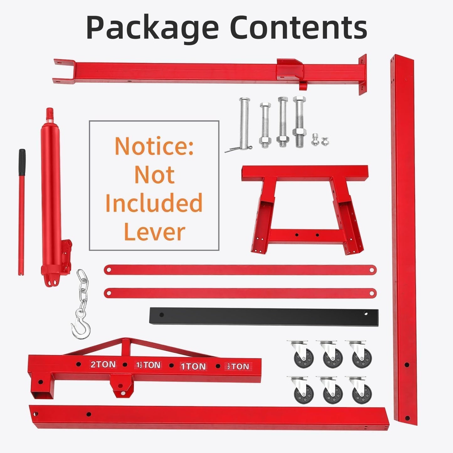 Foldable Engine Hoist, 2 Ton (4000 LB) Hydraulic Cherry Picker, Steel Mobile Load Lifter with 6 Wheels and Telescopic Boom, for Shop Crane, Garage, Workshop, Auto Repair, Heavy-Duty, Red