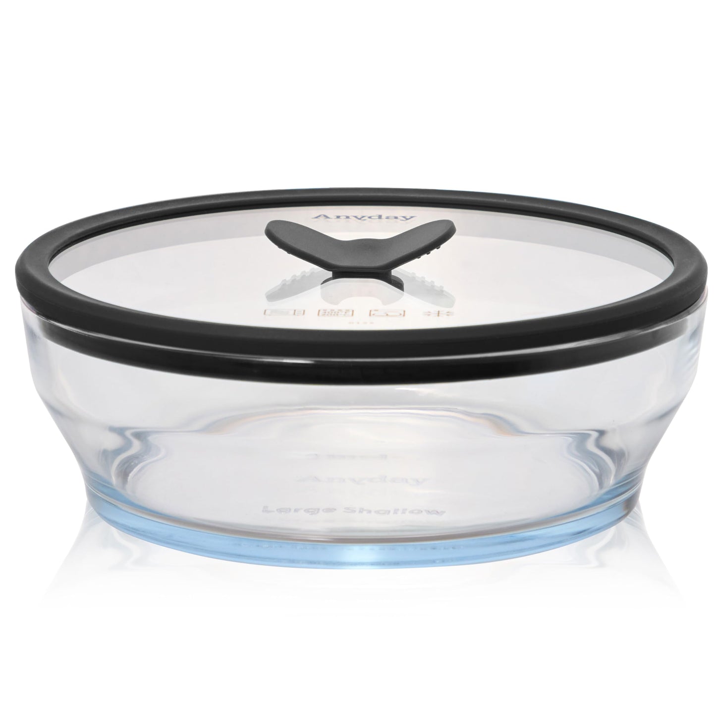 Anyday 7-Cup Glass Microwave Steamer for Vegetables – BPA-Free Glass Vegetable Steamer Bowl with Vented Lid, Healthy Microwave Cooking Container for Broccoli, Veggies, Meal Prep (Clear Black Sesame)