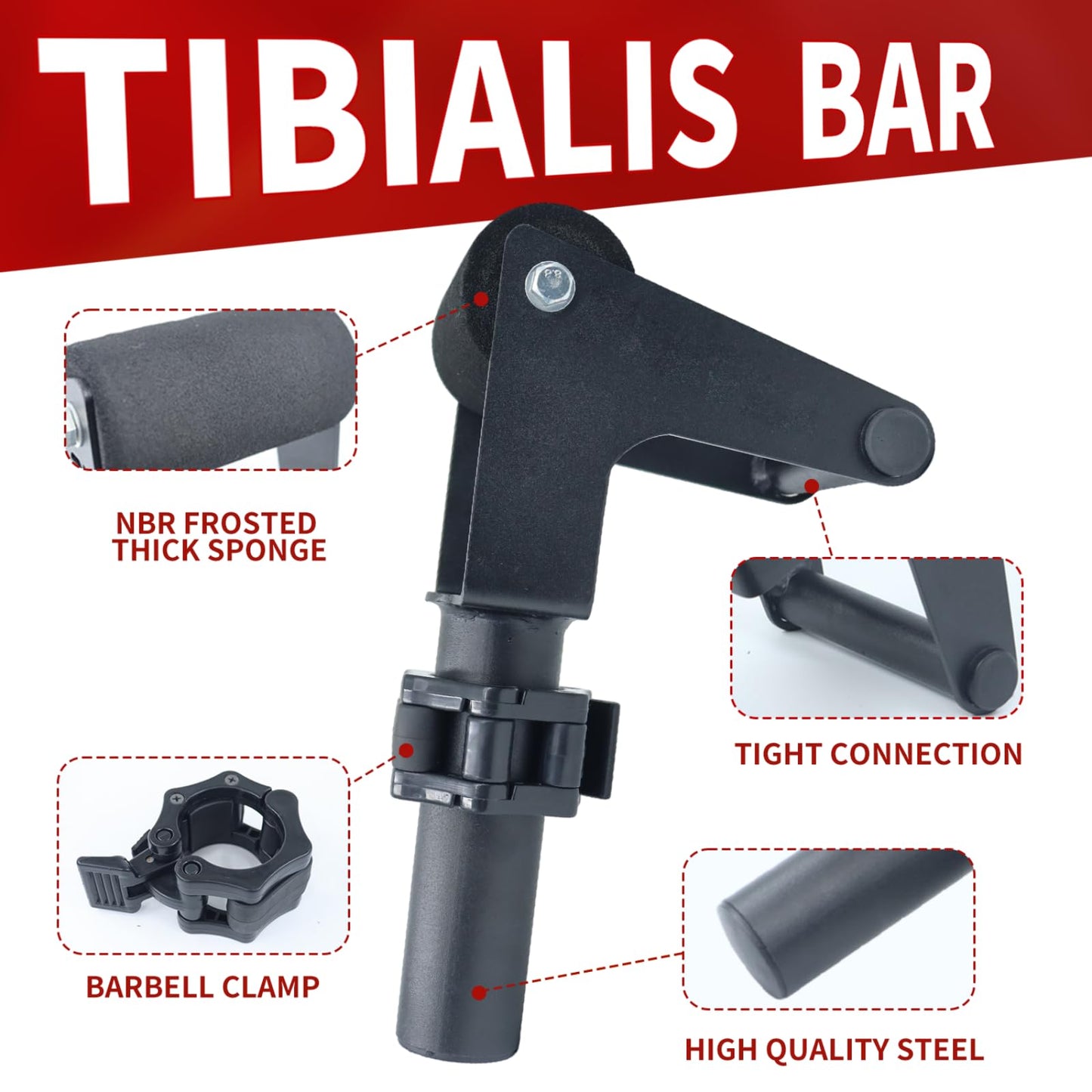MARLANG Solo Tib Bar Tibialis Trainer Tibialis Bar Knees Over Toes Equipment Tibialis Raise Tibia Dorsi Calf Workout Machine Calves Workout Equipment Fit 1 Inch Weight Plates