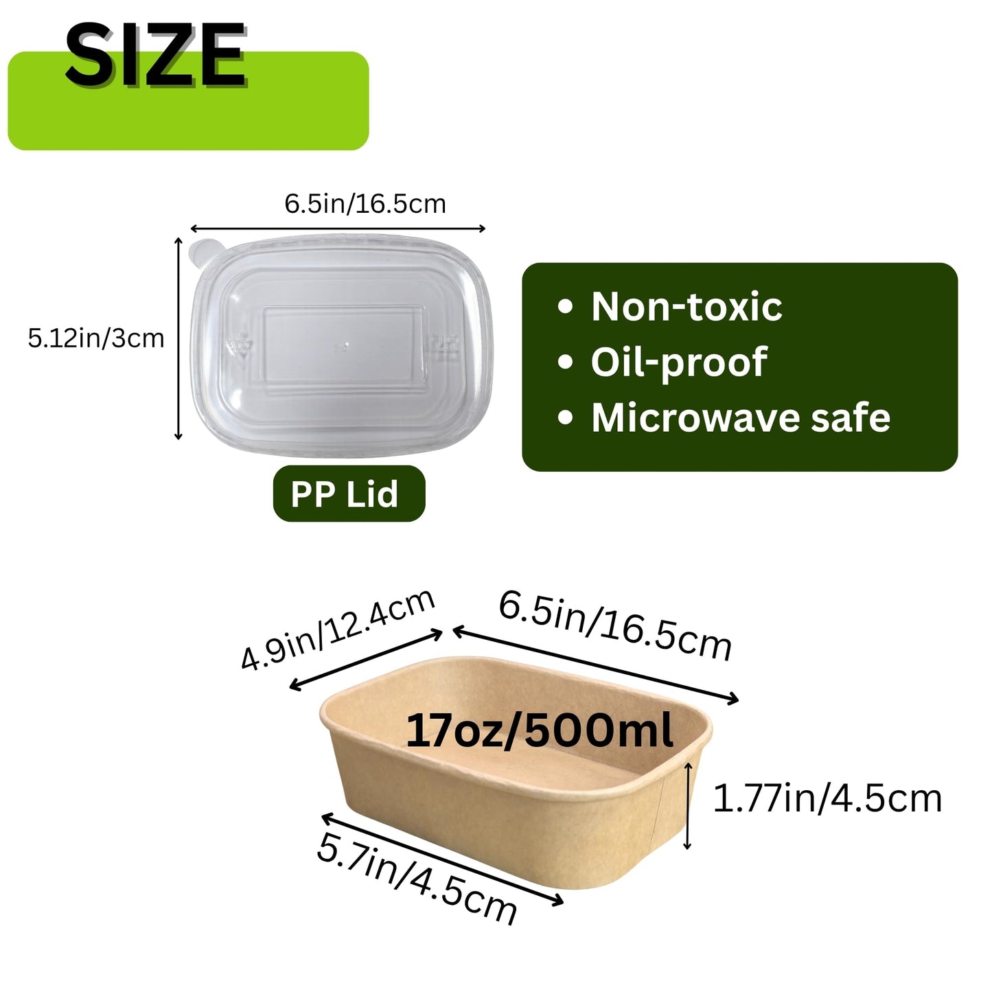 ganfaner 17oz Disposable Meal Prep Food Container Box with Lids, 50 Sets Kraft Paper Bowls Compostable for Soup Noodles Acai Microwave Safe, Leak-Proof Salad Bowl for Lunch Party Home School Take Out