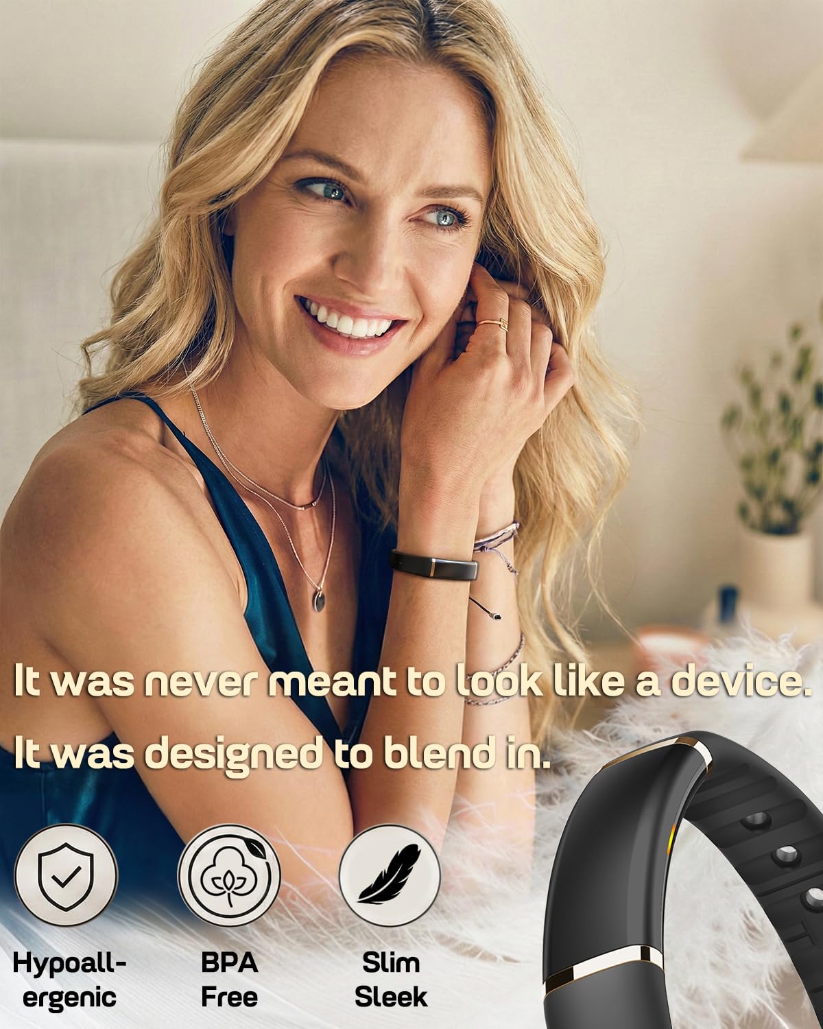 FITVII Screenless Fitness Tracker for Women Men, Health and Fitness Wearable with 24/7 Heart Rate, Blood Pressure and HRV Sleep Monitor, Subscription Free Activity Tracker for Android & iPhone
