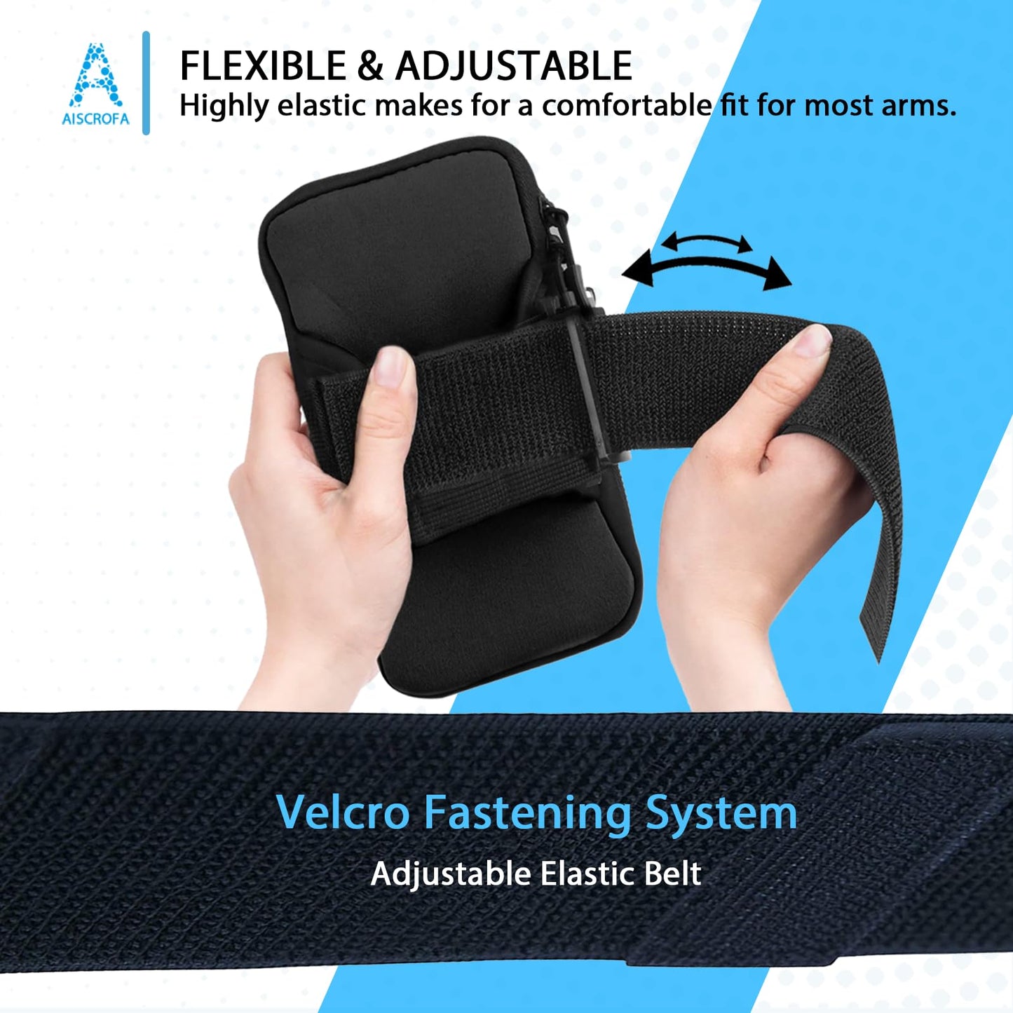 AiScrofa Sports Armband, Running Gym Universal Smartphone Arm Bag with Earphone Hole Multifunctional Pockets foriPhone 15, 14, 13, 12, 11 Pro Max, Xs, Xr, X, 8 Plus, SE, Galaxy S22 Ultra and More