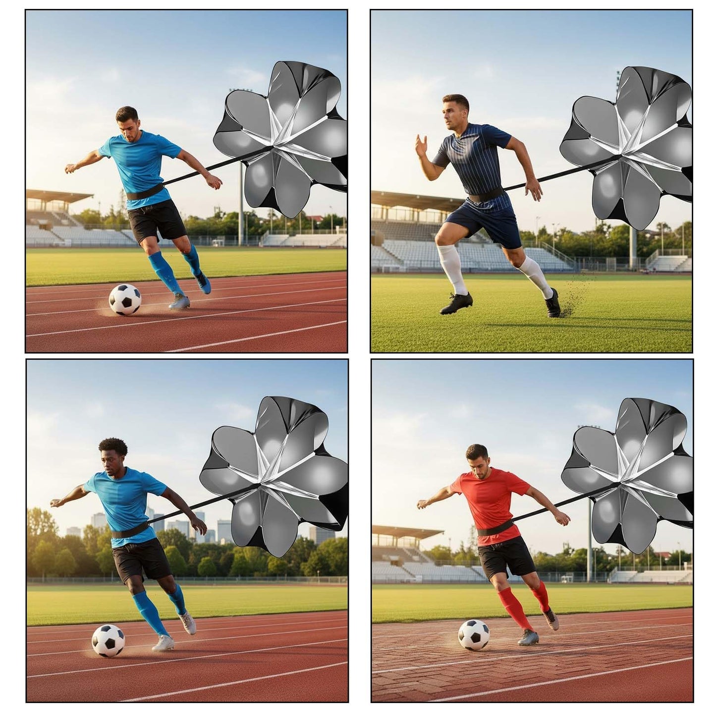 GRSECPO Running Speed Training, 56 inch Speed Drills Resistance Parachute Running Sprint Chute Soccer Football Sport Speed Training (Black)