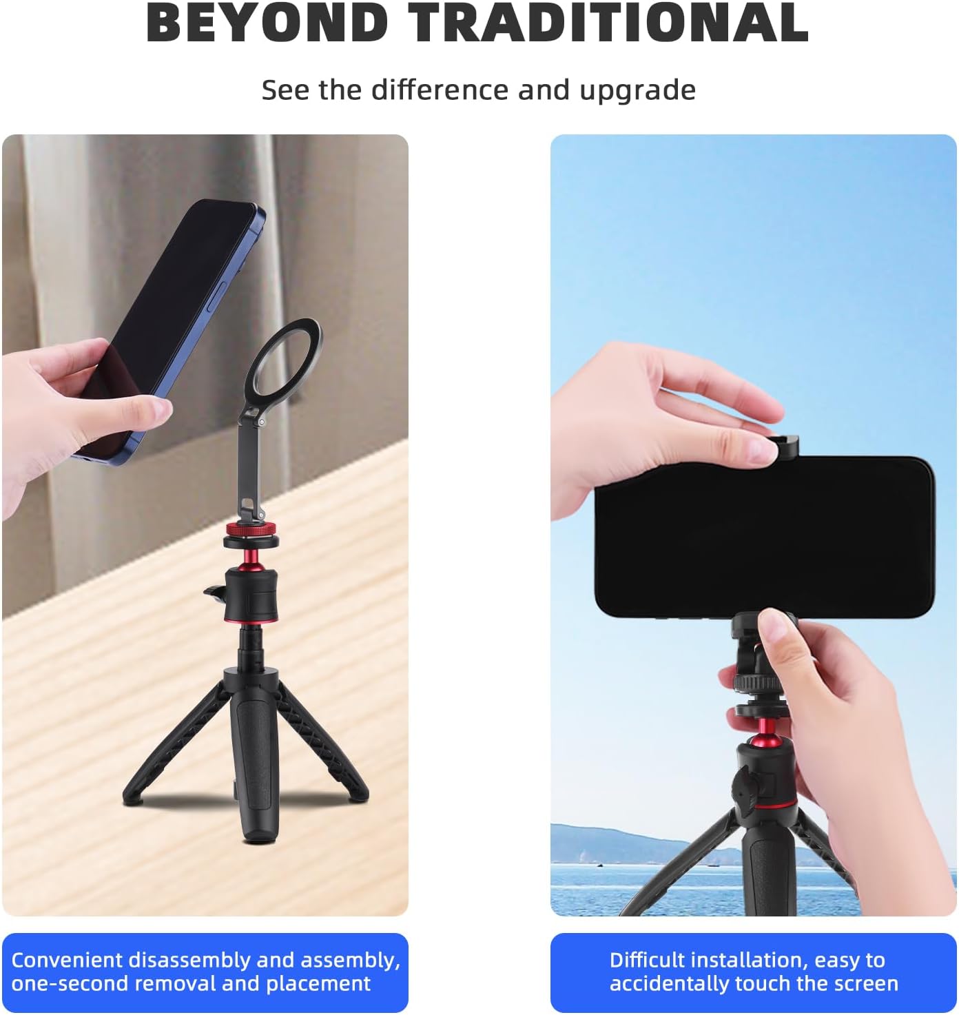 BRDRC 1/4" Cold Shoe Phone Mount Holder, Tripod Mount for iPhone Magsafe Magnetic Hot Shoe Camera Adapter with Screw