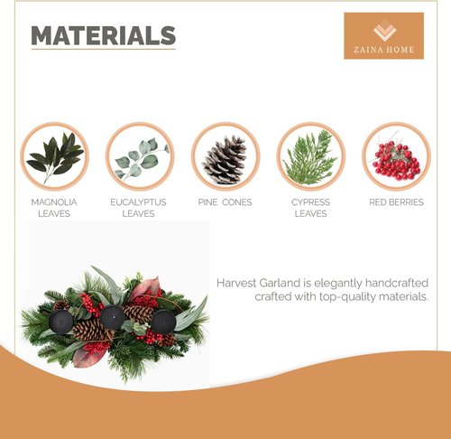 Country Harvest Christmas Centerpiece - Handcrafted Holiday Table Décor with Eucalyptus & 3 Candle Holders