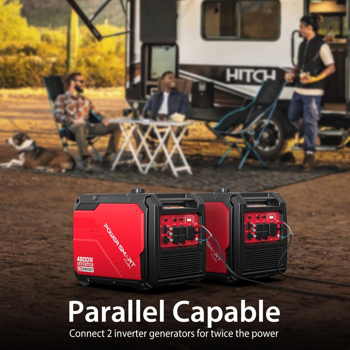 PowerSmart 4800W Portable Inverter Generator, Gas Powered Quiet Inverter Generator with CO Alarm & RV Ready 30A Outlet, 223cc Engine Eco-Mode Generator for Home Backup, Camping and Tailgating