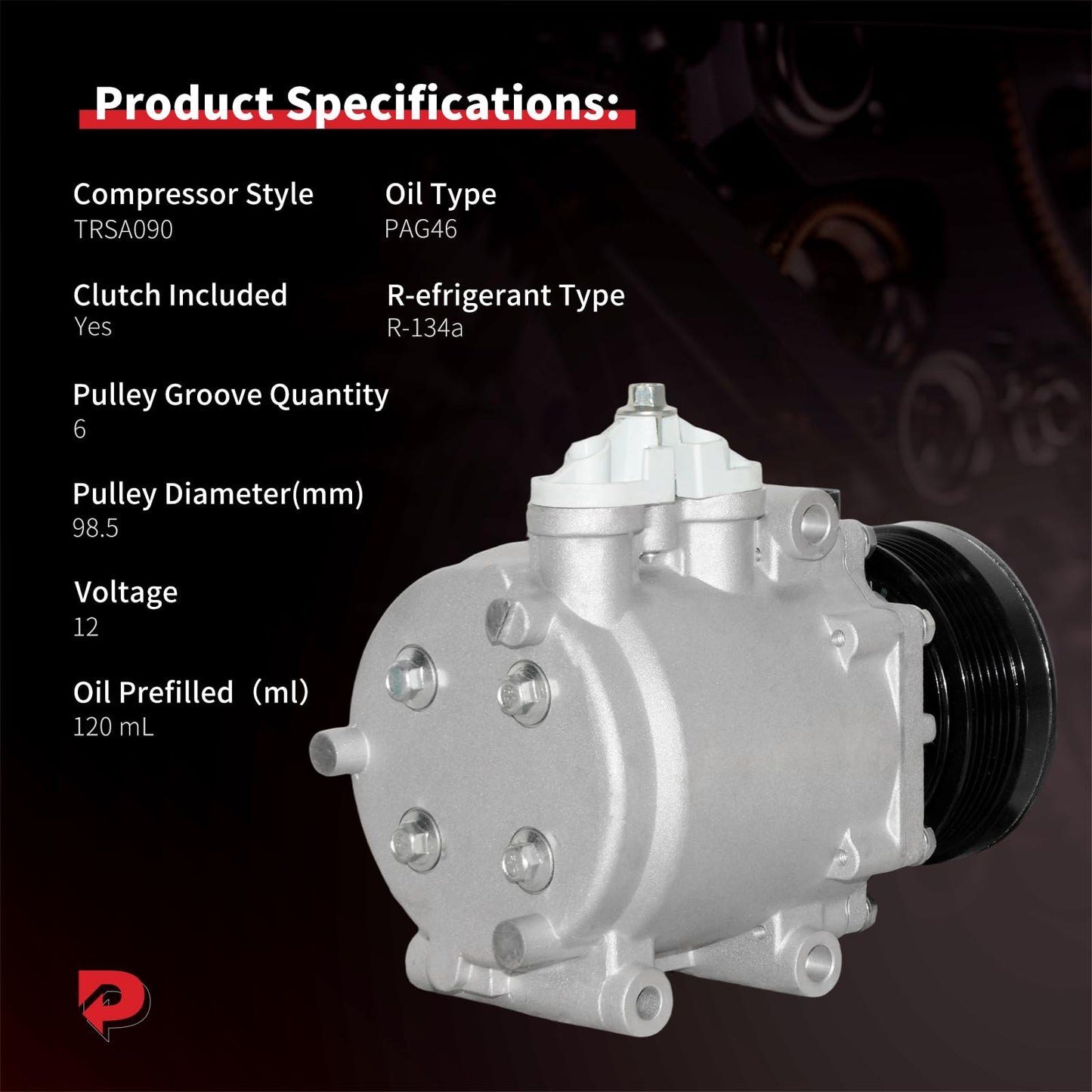 PHOBOOS A/C Compressor with Clutch Compatible with Ford Expedition 2003-2004 V8 4.6L/2003-2006 V8 5.4L & Lincoln Navigator 2003-2006 V8 5.4L, Fast Cooling, Low Noise, Easy Installation, Ref. 98557