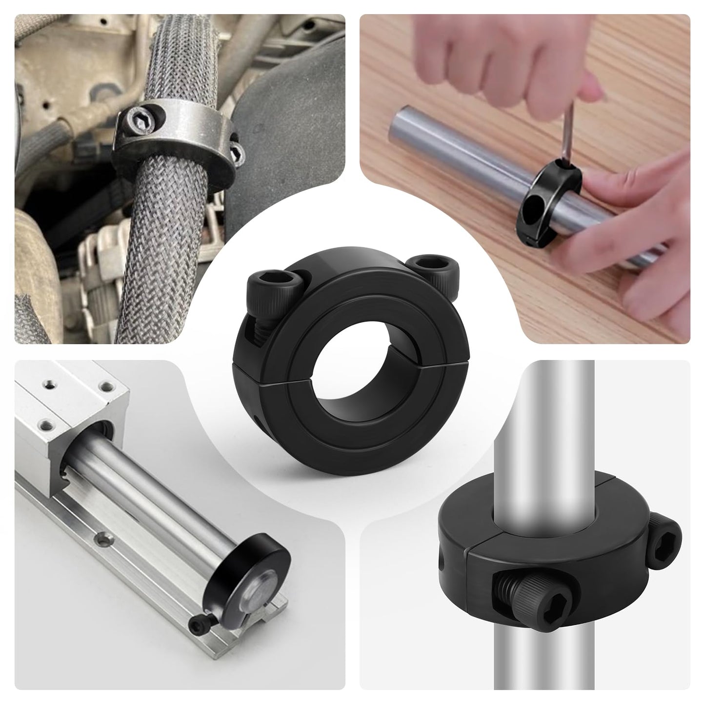 GAGIRA 6 Pcs 1" Split Collar, Split Collar Clamp, Clamp-on Shaft Collars, Shaft Fixing Ring with Screws and Wrench