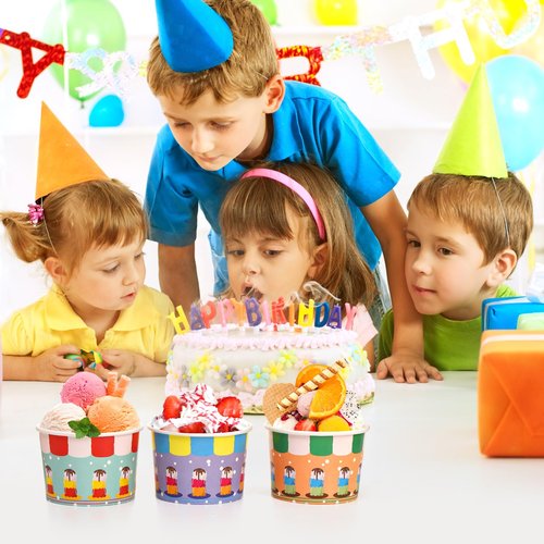 Cididu 240 Pack Paper Ice Cream Cups, 8 Oz Disposable Dessert Snack Bowls, Parties Suppliers Treat Cups for Hot and Cold Food, Soup, Sundae, Fruits, Frozen Yogurt, Summer Birthday Party Picnic