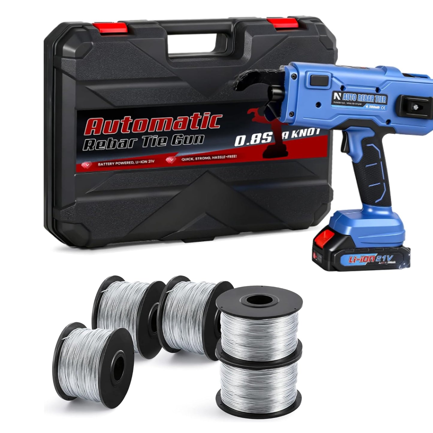 NEWTRY Automatic Rebar Tie Gun+5PCS Wire Coils